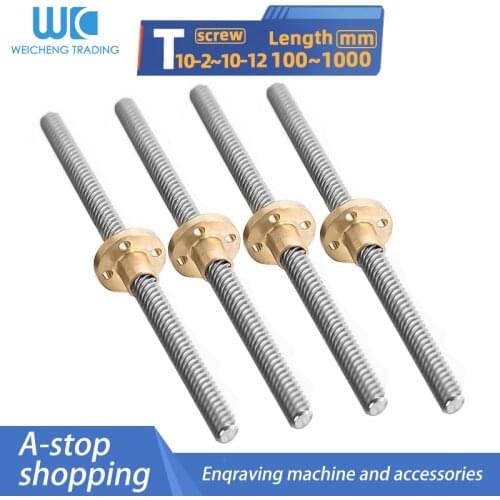 3D Printer T10 Lead Screw OD 10mm lead 2mm 4mm 8mm 10mm 12mm 100mm 200mm 300mm 400mm 500mm-950mm With Nut For Reprap