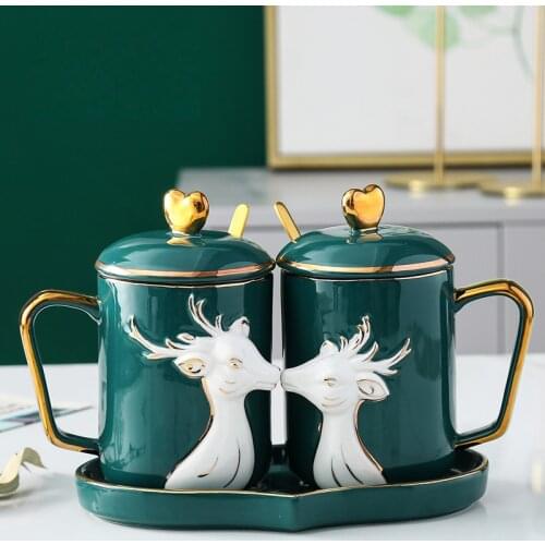 Creative couple cups a couple calixes wedding birthday gifts personality trend ceramic mug milk coffee glass HP122401