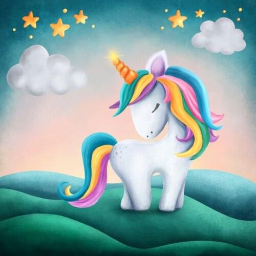 Laeacco Golden Star Unicorn Birthday Party Baby Newborn Portrait Poster Photo Backdrops Photo Backgrounds Photocall Photo Studio