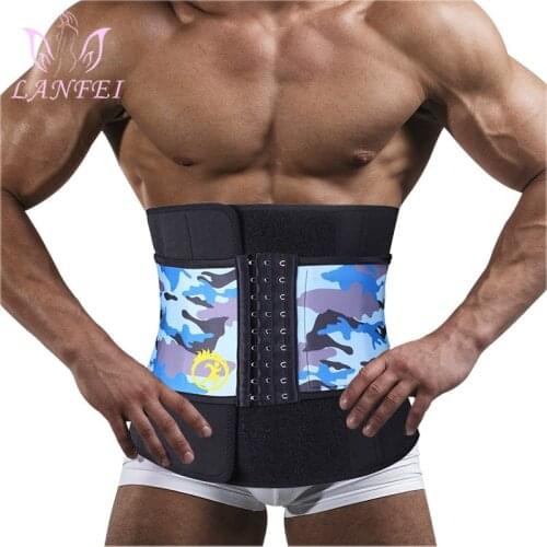 LANFEI Thermo Neoprene for Men Waist Trainer Body Shaper Modeling Belt Slimming Sweat Weight Loss Corset Sauna Tummy Tuck Strap