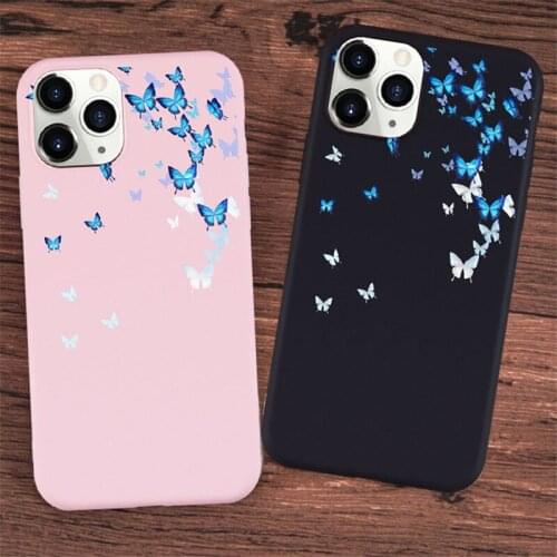 Cute Little Butterfly Soft Case for iPhone X XR XS 11 Pro MAX 7 8 6 6S Plus 9 SE 2020 Cartoon Matte Silicone Phone Back Cover