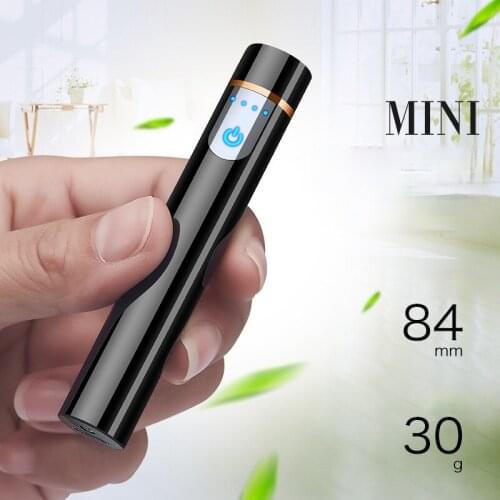Mini-circular Liquid Crystal Induction Charging Lighter Metal Windproof Cigarette Lighter Smoking Accessories Touch Sensation