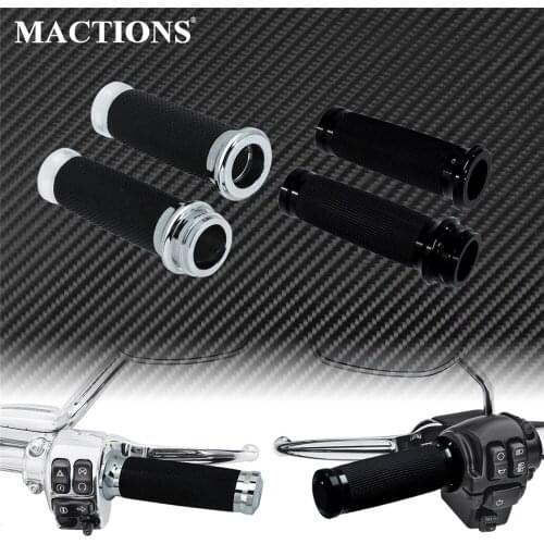Motorcycle Black/Chrome 1"25mm Electronic Throttle Handbar Hand Grips Aluminum For Harley Heritage Softail Touring Electra Glide