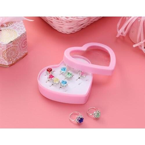 12pcs Child Ring Beautiful Colorful Diamante Ring Set Gift Without Heart-Shaped Box
