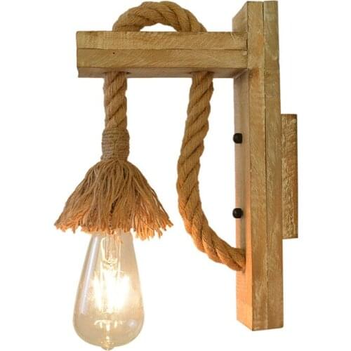 Wall Lamps Wood Retro Village LED Marble Candle Antique Creative Bedroom Hanging Lighting