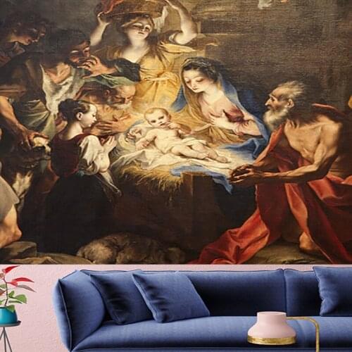 Birth of Jesus wall hanging personality wall hanging Tapestry Hanging Home Decorations Wall Hanging Forest Starry Tapestries