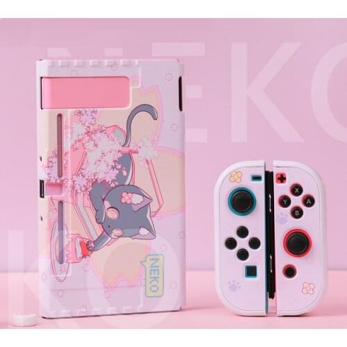 2021 NEW Ergonomic Non-slip Shell for Nintendo Switch Case Cute Cat Pink Hard Cover For Nintendo Switch Joy Con Controller Case