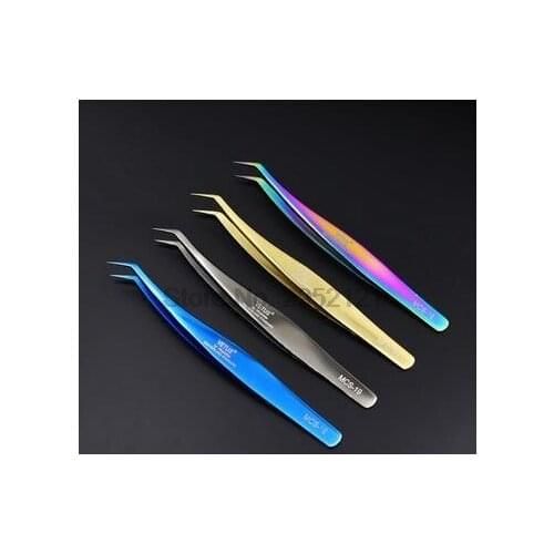 By dhl or ems 50pcs Genunie MCS-15/12 series Rainbow Tweezers False Eyelash Extension Tweezer Stainless Steel Tweezers new