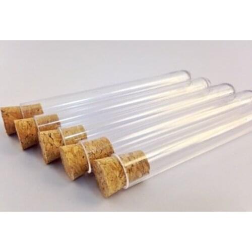 Plastic Test Tubes With Cork Stopper 20ML Volume Party Wedding Favour Candy Jar Candy Capsule Empty Scented Tea Tubes Bottle 2