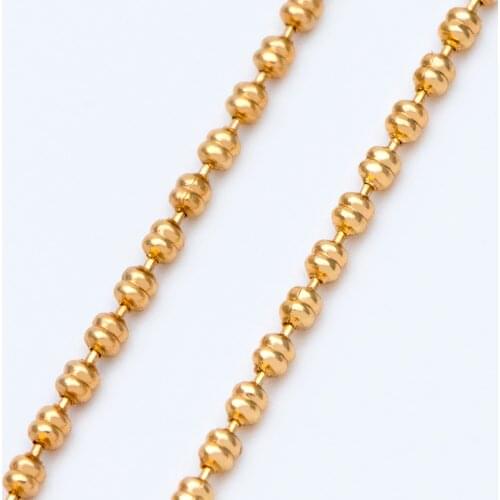 Gold plated Brass Ball Chains 1.5mm, DIY Necklace Chain Wholesale (#LK-229-1)/ 1 Meter=3.3 ft
