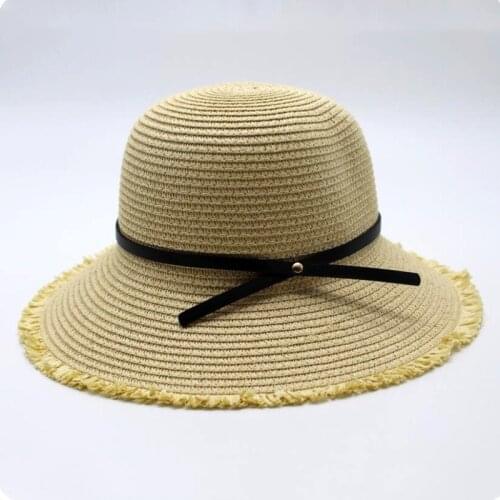 Seioum Straw Hat Women Wide Brim Summer Beach Sun Straw Hat Floppy Elegant Bohemia Cap Straw Hats For Women Fashion Foldable Hat