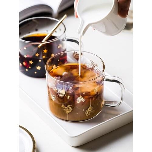 Glass Cups And Mugs Transparent Coffee Mug Creative Tea Cups Beer Glass Handled Heat Resistant Explosion Proof Drinkware