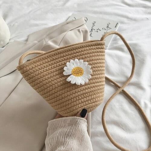 Shoulder Bags For Women Beach Braided Bag Small Summer Mini Basket Daisy Travel Crossbody Female Bag