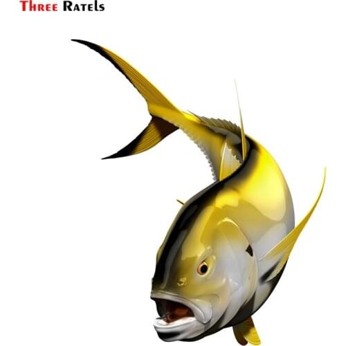 Three Ratels FTC-917 Crevalle Jack Fish Fishing Car Stickers Auto Decals 3d Car Styling Decal for Window Wall Bedroom Decoration