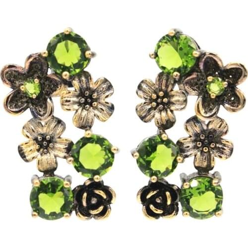 49x20mm Created Pink Tourmaline Smokey Topaz for Women Vintage Black Gold Color Gothic Unique Jewelry Dropship Earrings