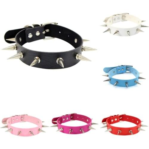 Fashion Black Spike Choker Belt Collar Neck Pu Leather Goth Choker Necklace for Women Girl Party Club Chockers Gothic Jewelry