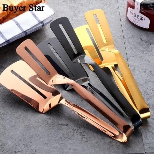 1PC Stainless Steel Food Tongs Fried Fish Pizza Steak Clip Tong BBQ Grilling Tong Non-Stick Barbecue Cooking Tongs Kitchen Tools