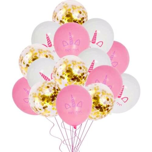 15pcs Rainbow Unicorn Party Balloons Unicorn Birthday Decoration Latex Confetti Balloon Kids Birthday Party Decoration For Girls