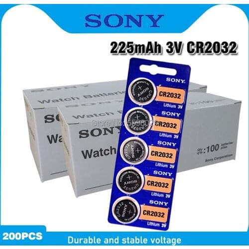200pc for sony CR2032 3V Original Lithium Battery For Watch Remote Control Calculator CR2032 2032 button cell coin batteries