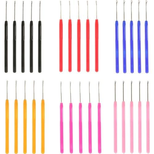 5pcs Plastic Pulling Hook Loop Needle Tools for Micro Ring Hair Extensions Pulling Needle Hair Extension Tools