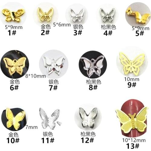 50pcs/pack Japan Metal 3D Nail art Decorations Kawaii Butterfly Nail Parts Cute Alloy Nail Accessories DIY Nail Tools Supplies
