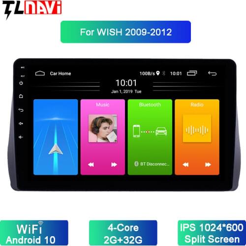 10.1 inch Android 10 Car Auto Stereo For 2009 2010 2011 2012Toyota Wish Radio GPS Multimedia Player wifi Bluetooth