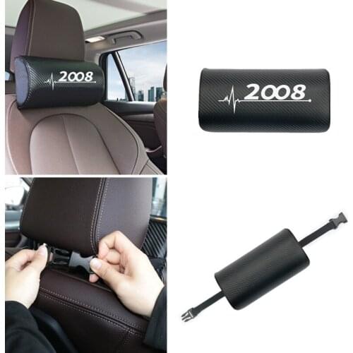 1pcs car neck pillows both side pu leather single headrest for Peugeot 2008 Accessories Car Styling