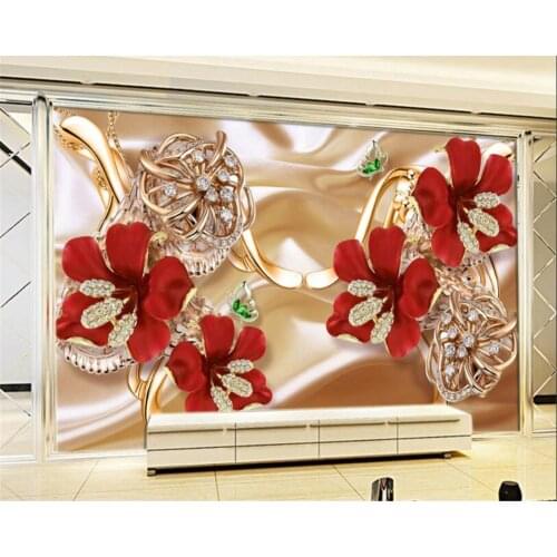 Beibehang Custom wallpaper murals 3d jewellery Golden flowers TV background wall wallpaper for walls 3 d tapety papel de parede