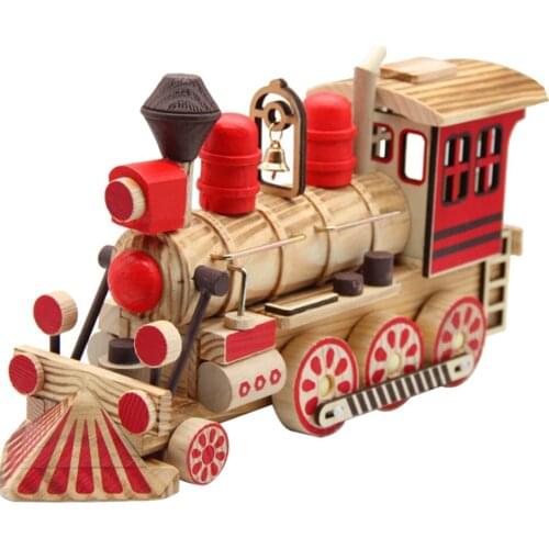 Wooden Simulation Colorful Locomotive Model for Living Room Desk Home Decoration