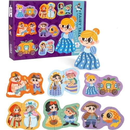 6Pcs/Set Wooden Matching Puzzle with Cute Cartoon Shape Kids Cognitive Toys Gift Developing intelligence Educational toys 2021