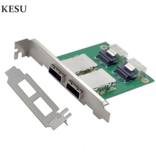 Dual port 2Ports Mini SAS SFF-8088 To 36Pin SFF-8087 PCB A Female Adapter+PCI Bracket Great