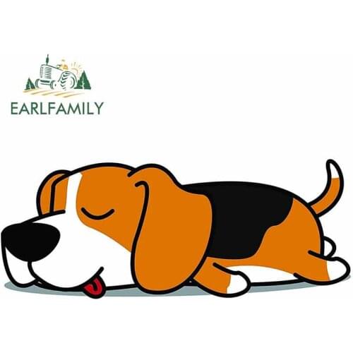 EARLFAMILY 13cm x 5.2cm for Cute Sleepy Lazy Beagle Puppy Dog Cartoon Fine Decal DIY Motorcycle Car Stickers Waterproof