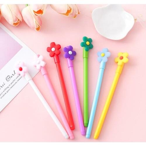 Ellen Brook 1 Pcs Korean Stationery Kawaii Cute Candy Color Flower Pen Creative School Office Supplies Gel Pens Gift
