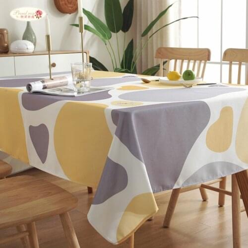 Proud Rose Waterproof Tablecloth Cobblestone Printed Table Cover Contrast Color Rectangular Home Dining Table Cloth