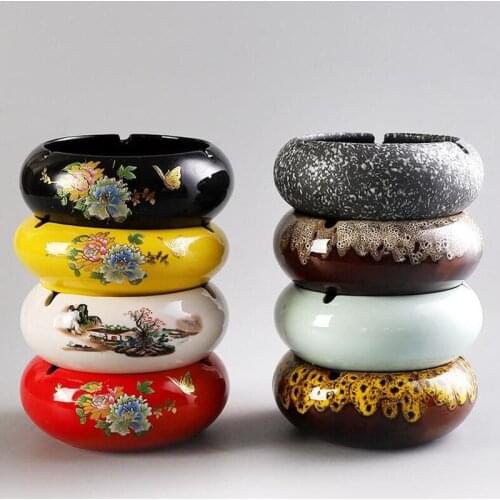 European Trend Ceramic Ashtray Creative Personality Fashion Windproof Large Living Room Home Office Ashtray Home Gift