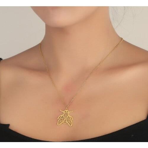 Oragami Fly Bee Pendants for Girls Kids Simple Insect Necklace Cute Animal Colliar Jewelry Gift