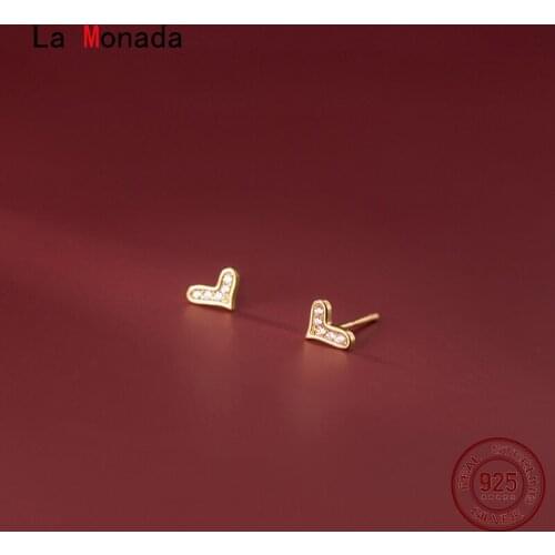 La Monada Women Silver Earrings 925 Stud Heart Small Earrings For Girls Stud Earrings Korean Women Jewelry Cute Beautiful Female