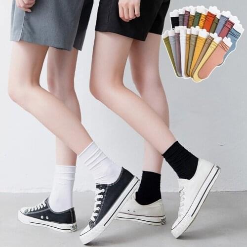 Summer Autumn Cute Solid Color Long Couples Socks Sweet Nylon Pile Sock For Women Soft Breathable Thin Loose Socks Female 2021