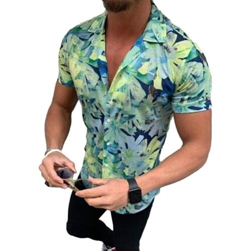 Summer Loose All-match Hawaiian Shirt Men Stylish Short Sleeve Turn Down Collar Floral Print Blouse Buttons Casual Shirt