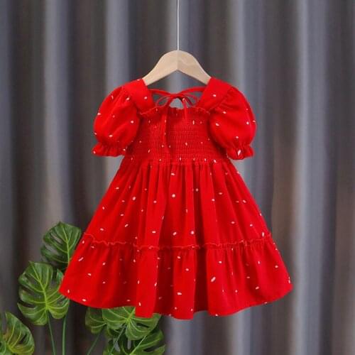 Summer Ruffles Princess Dress For Girls Kids Birthday Red Costume Children Cute Party Chiffon Backless Tutu Vestidos Clothes