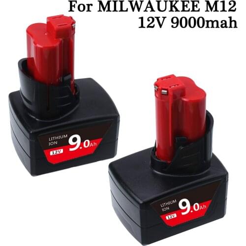 9.0Ah 12V Power Tool Li-ion Replaceable Battery spare parts for Milwaukee M12 C12 XC 48-11-2440 48-11-2402 48-11-2411 48-11-2401