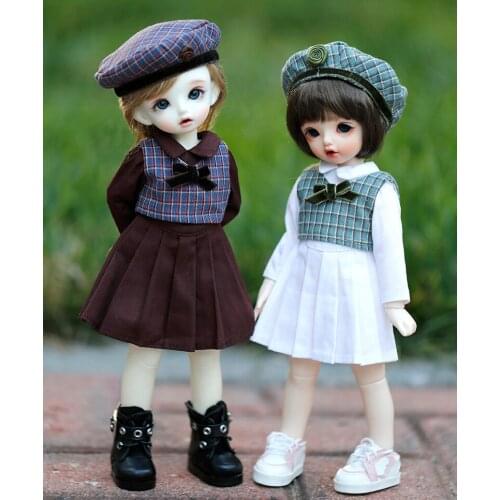 Fashion 1/6 BJD Doll Clothes England Bell retro plaid waistcoat uniform skirt suit 30CM SD BJD Dolls Accessories girls toys