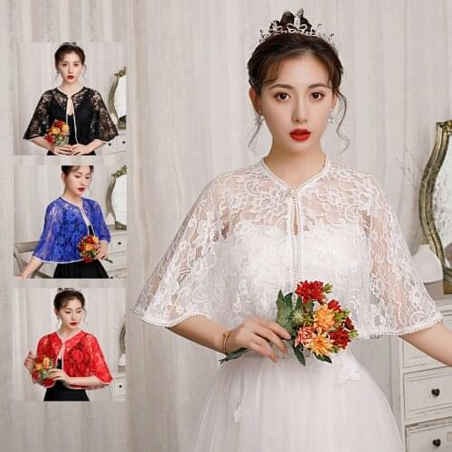 White Black Shrugs For Women Bolero Mujer Fiesta Lace Wedding Bridal Summer Elegant Party Cape Dress Marriage Accessories