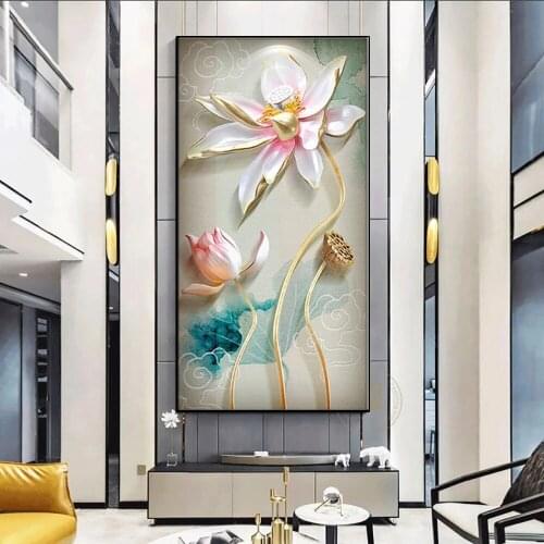 Chinese Style Aesthetics Lotus Living Room Wall Art Picture Canvas Painting Posters and Prints Artwork Home Hanging Decoration