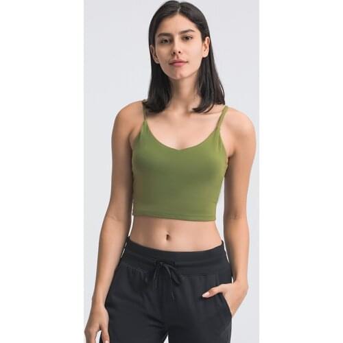 Spring and summer new product V-necktie cup yoga vest elastic self-cultivation, simple outer wear running sports underwear women