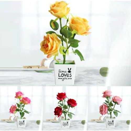Charming 1 Set Beautiful Everlasting Artificial Potted Plant Plastic Simulation Flower No Odor for Indoor