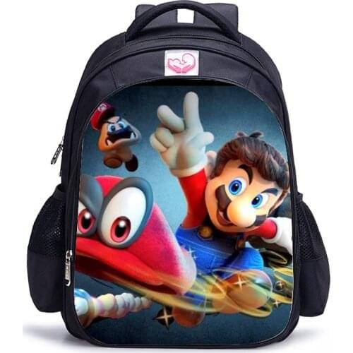 16 Inch Mario Bros Games Children School Bags Orthopedic Backpack Kids School Boys Girls Mochila Infantil Catoon 1-3Grade Bags