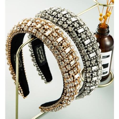 Luxury Crystal Rhinestone Headbands Hair Accessories for Women Girl Sponge Hairbands Colorful Baroque Headband for Dance Party