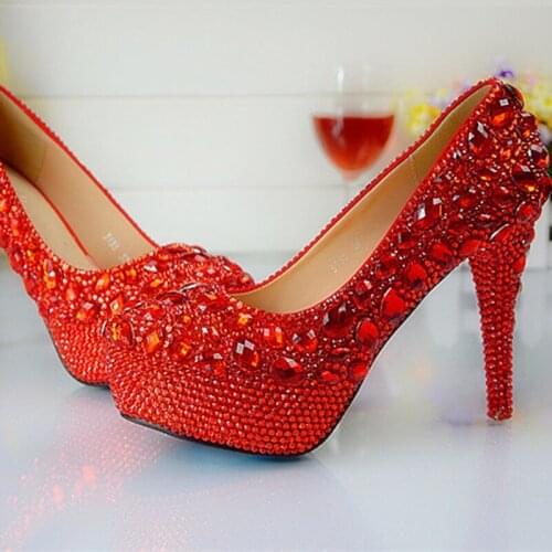 Luxury Round Toe Crystal Rhinestones High heel Bridesmaid Bridal Shoes Lady Shoe for Wedding Party Popular Formal Shoes