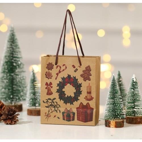 Christmas Gift Paper Bag Party Kraft Children Kids Favour Sweet Cookie Gift Bags Banquet Party Supplies